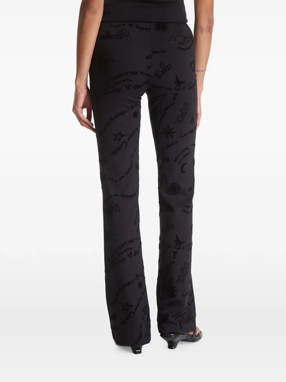 Desigual Flared broek met monogram Zwart