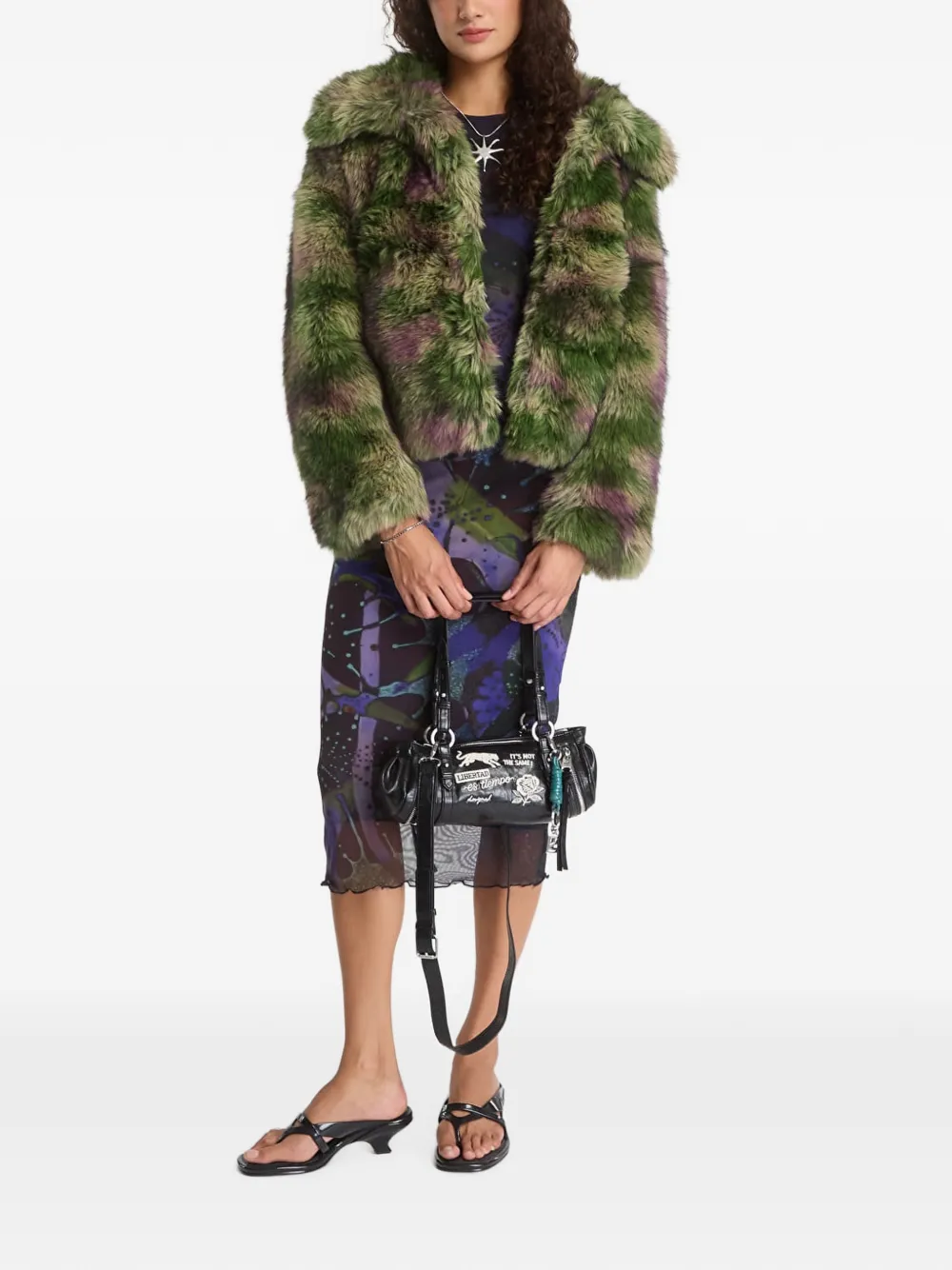 Desigual Jas van imitatiebont Groen