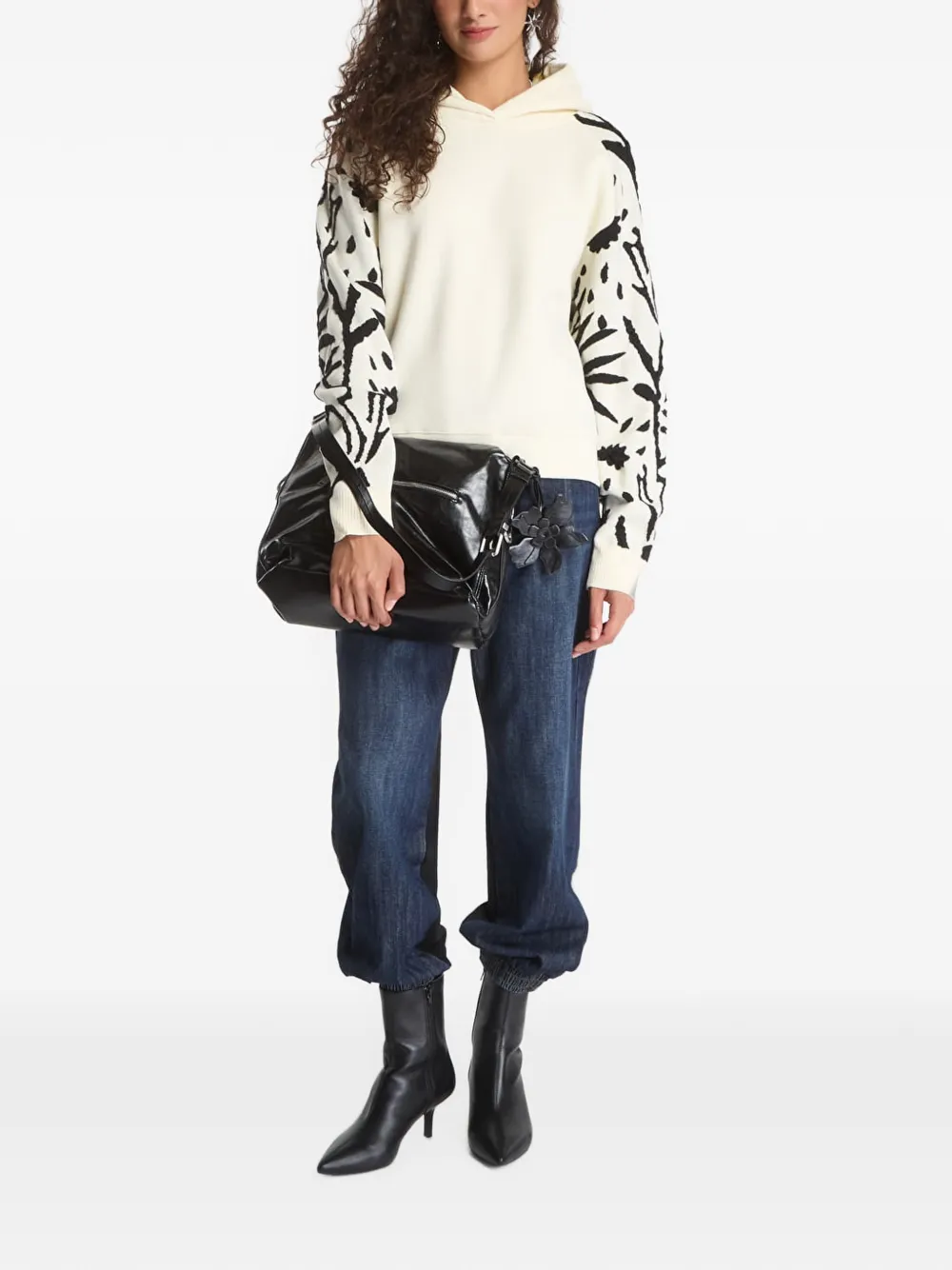 Desigual Hoodie met print Beige