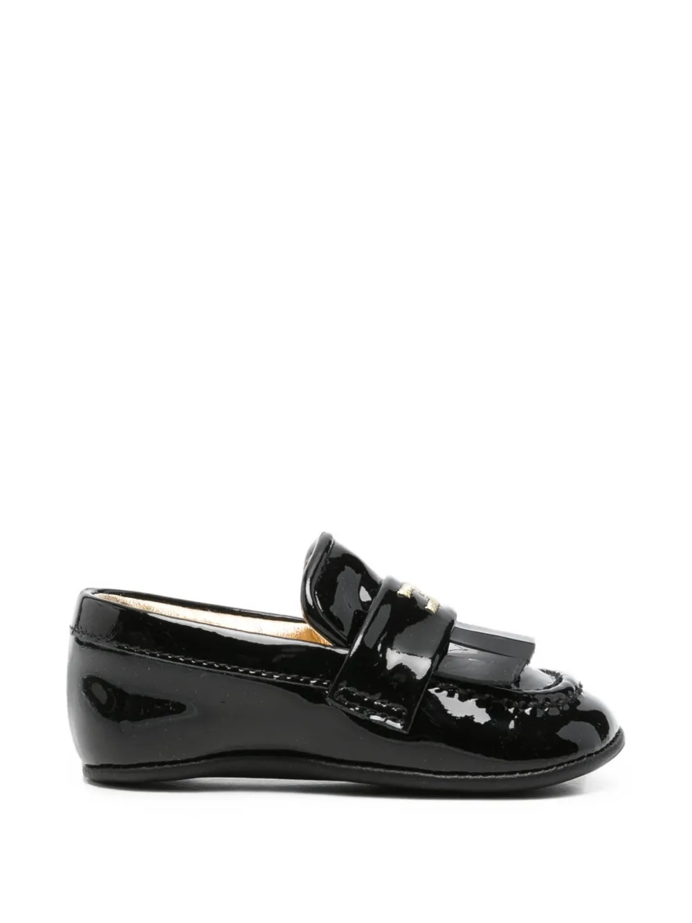 Elisabetta Franchi La Mia Bambina patent fringe ballet flats - Nero
