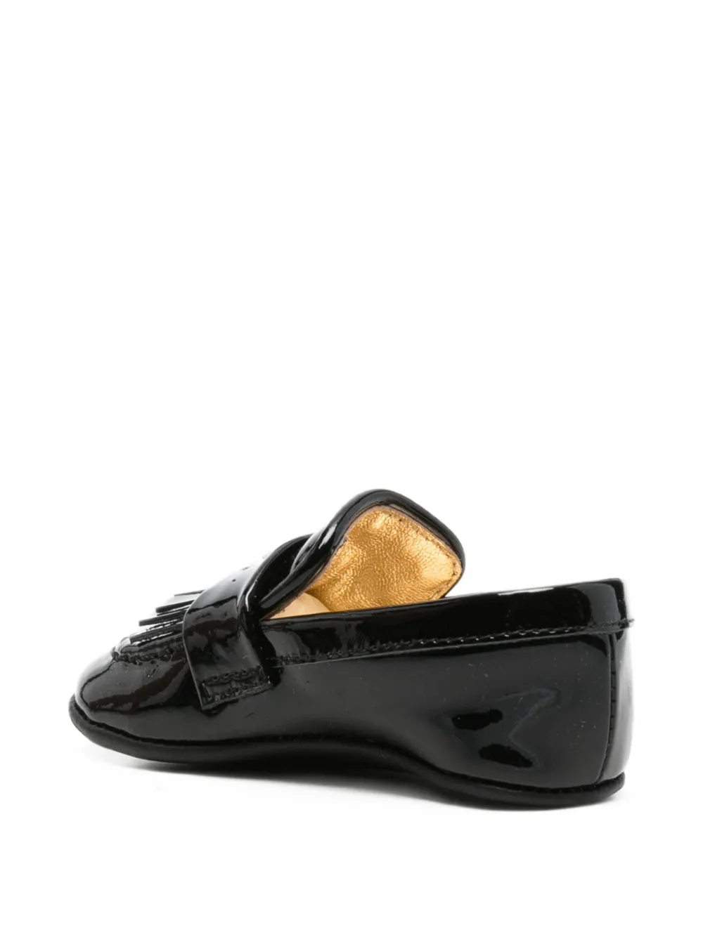 Elisabetta Franchi La Mia Bambina patent fringe ballet flats Zwart