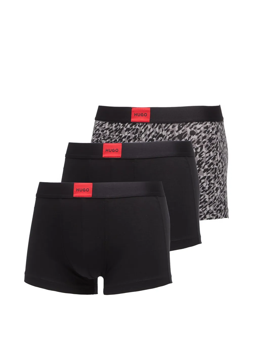 HUGO Drie boxershorts met logo-patch Zwart