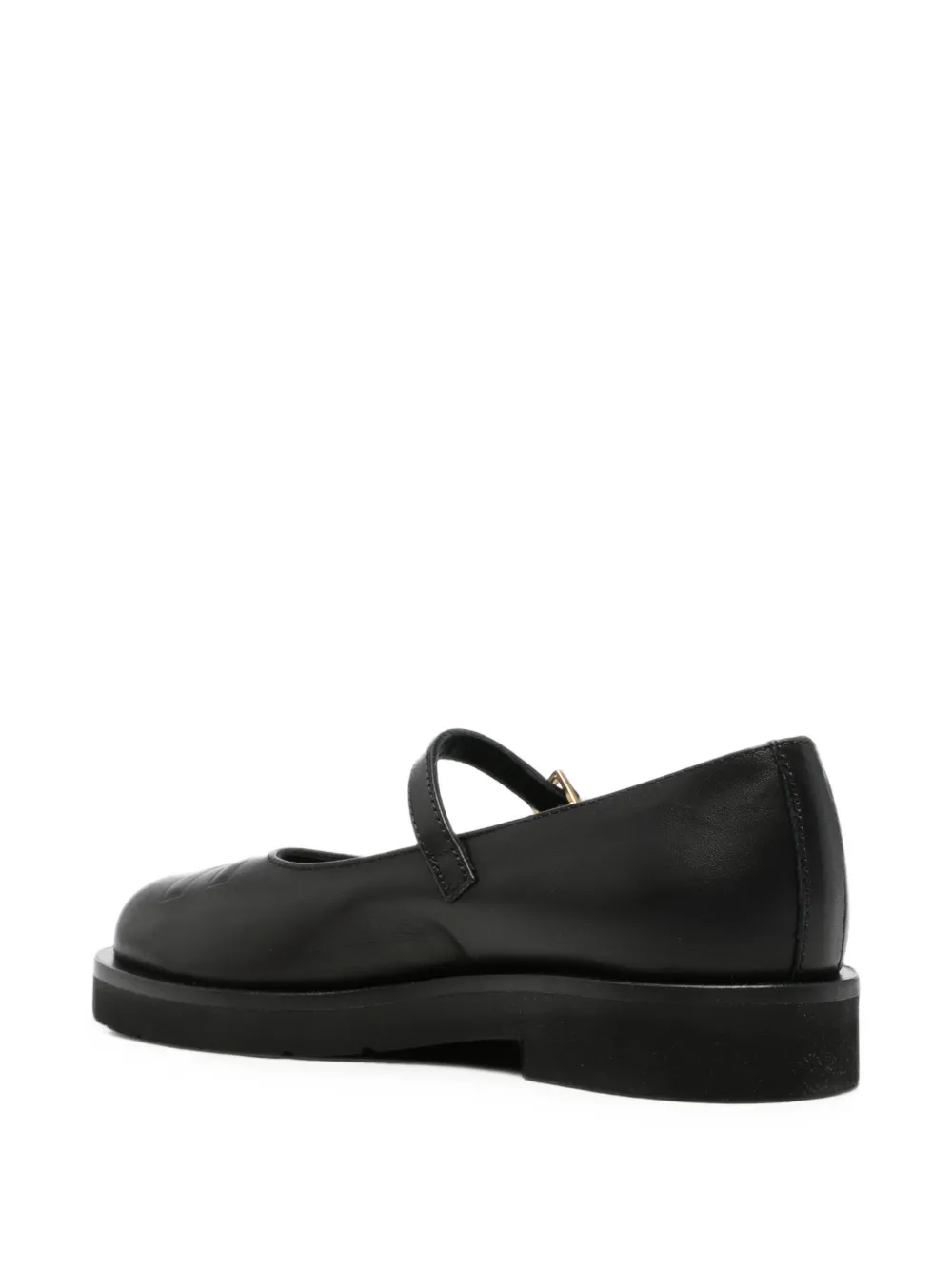 Elisabetta Franchi La Mia Bambina logo-embossed buckle-strap ballet flats Zwart