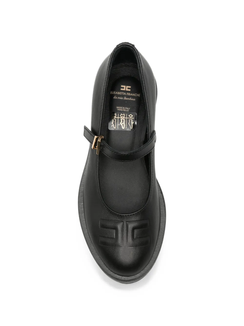 Elisabetta Franchi La Mia Bambina logo-embossed buckle-strap ballet flats Zwart