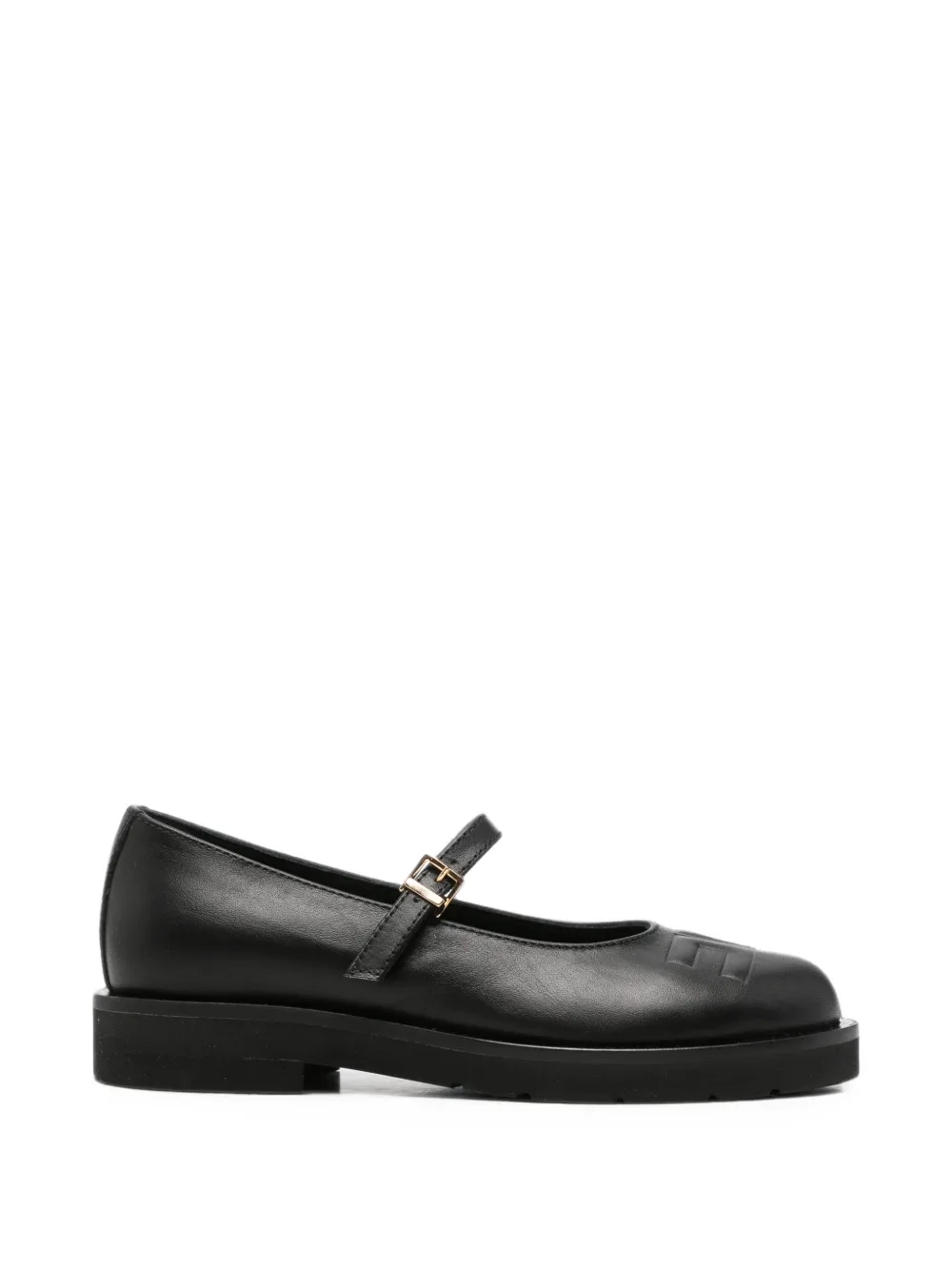 Elisabetta Franchi La Mia Bambina logo-embossed buckle-strap ballet flats - Nero