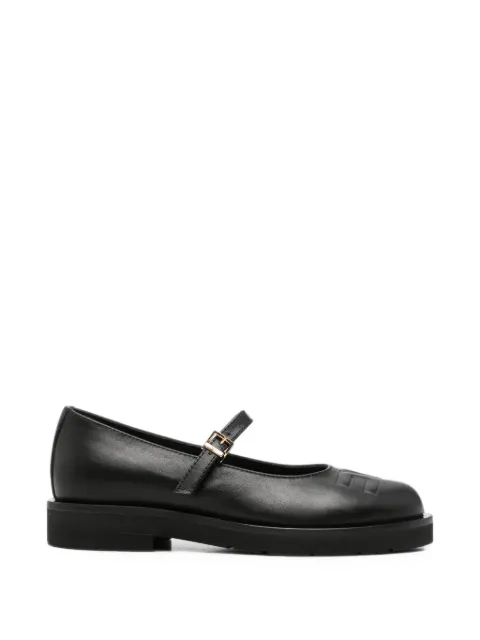 Elisabetta Franchi La Mia Bambina logo-embossed buckle-strap ballet flats