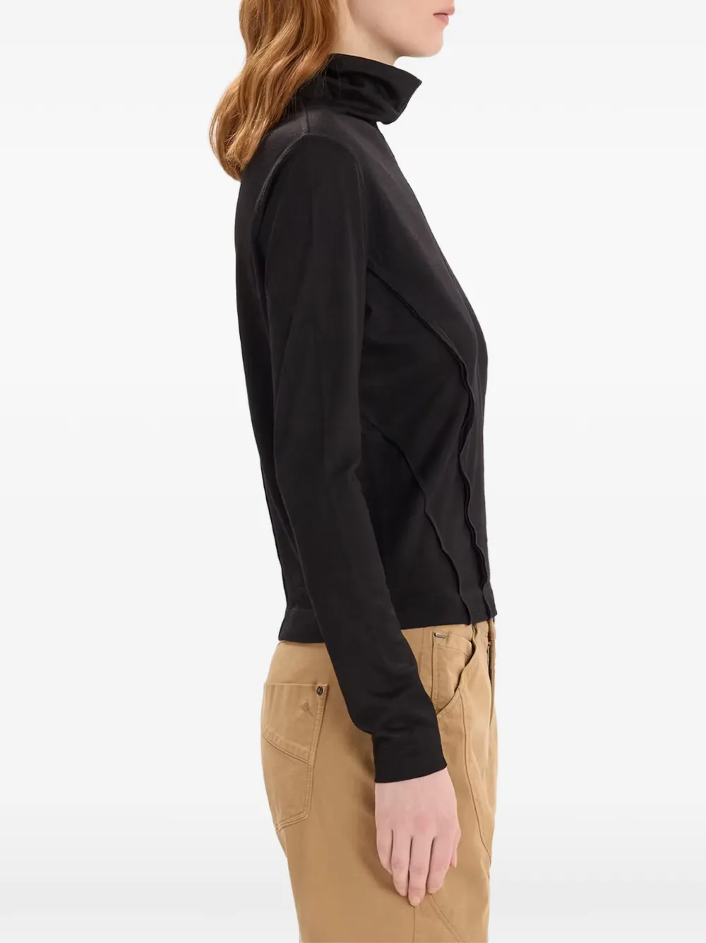 High Deflect T-shirt met col en lange mouwen Zwart