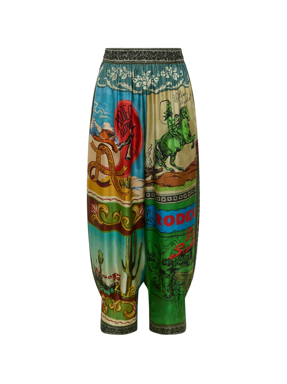 ALEMAIS Ace western-postcard graphic-print tapered trousers
