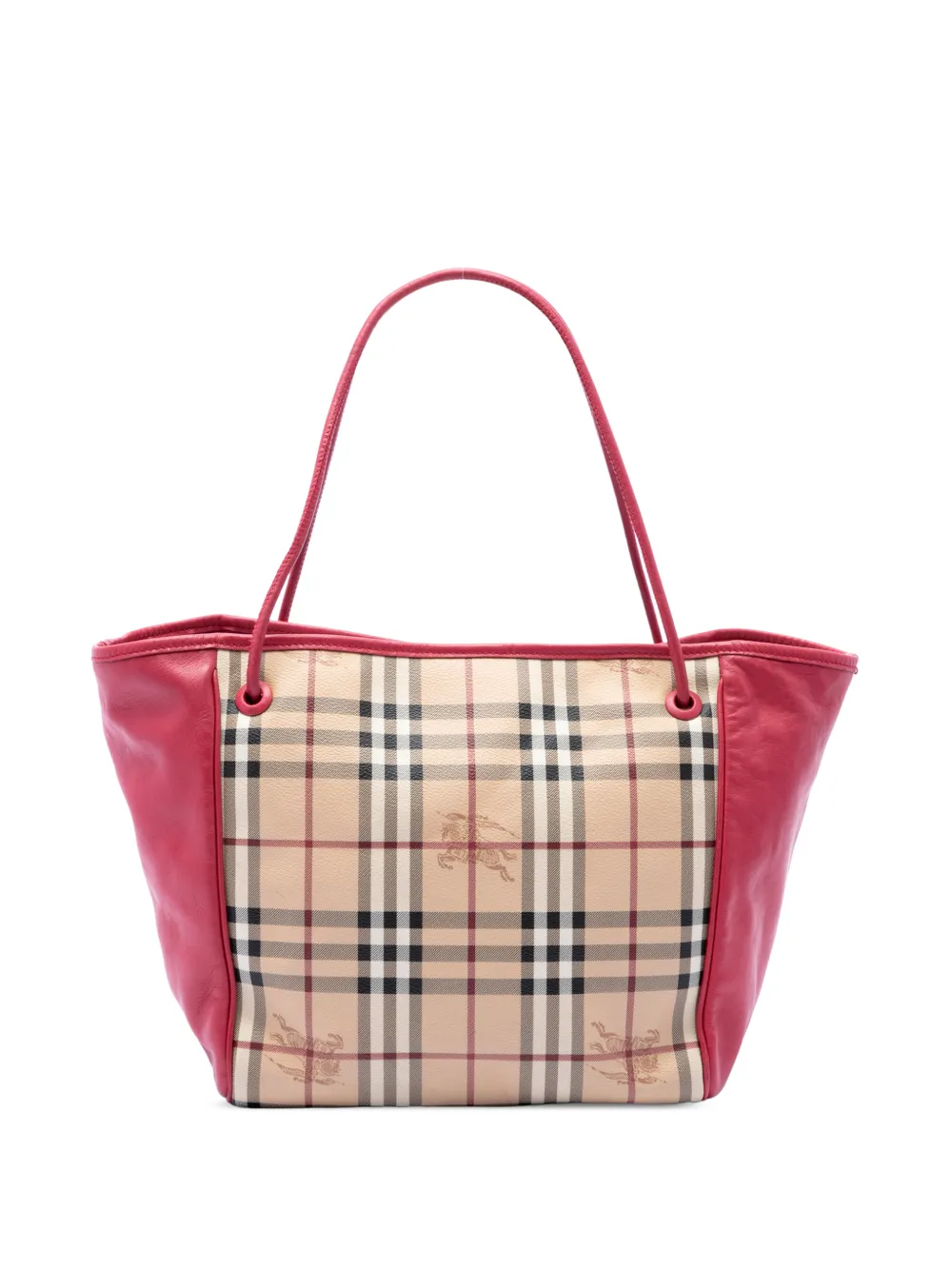 Burberry Pre-Owned 2000-2017 Small Haymarket Check Coated Canvas and Calfskin Canterbury tote bag - Rosso