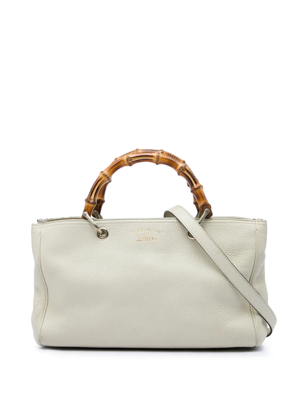 Gucci Pre-Owned 2016-2026 Medium Calfskin Bamboo Shopper satchel - Bianco