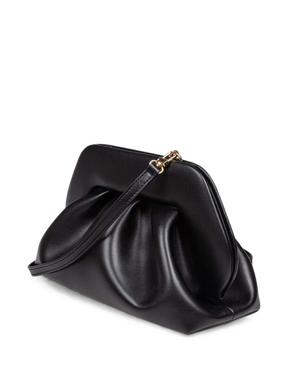 Themoirè Bios medium clutch met ruches Zwart