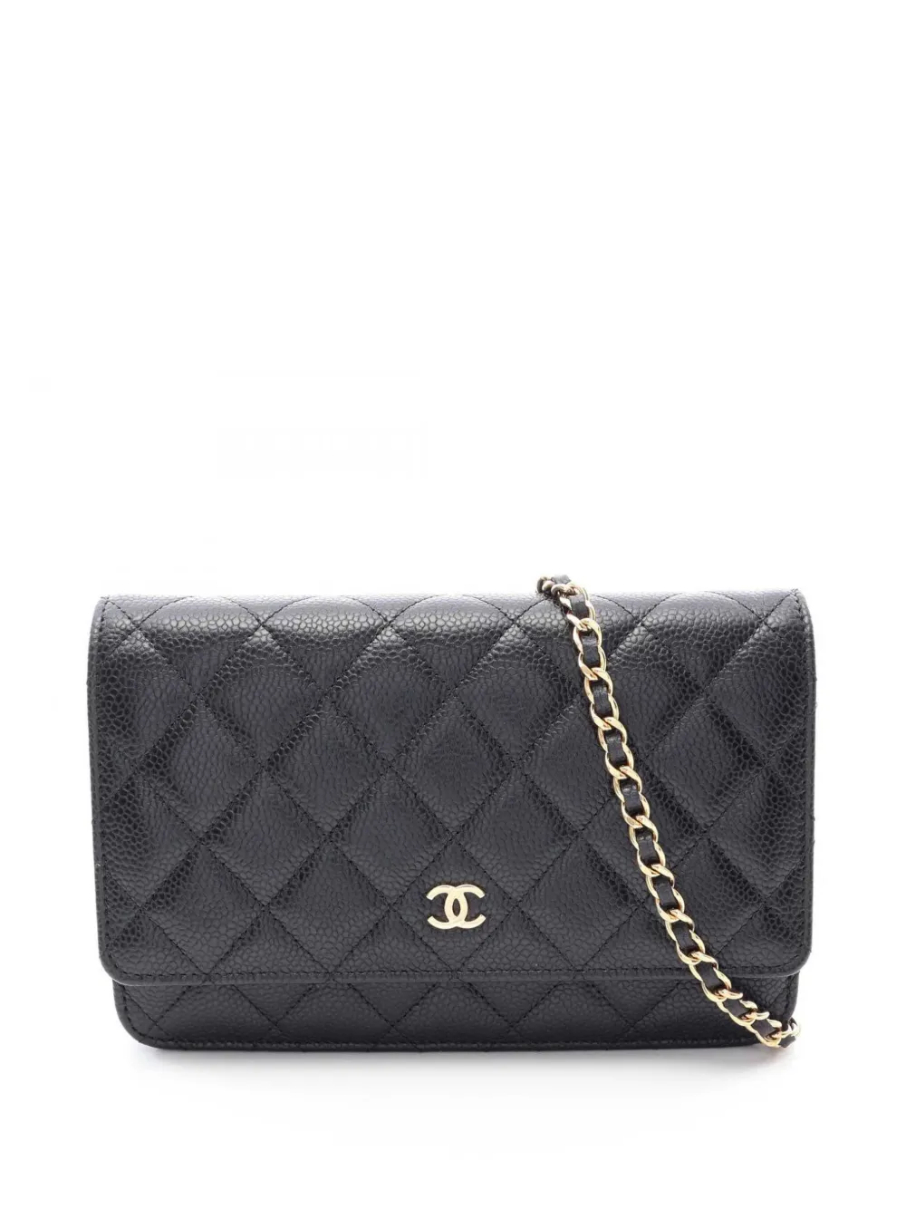 CHANEL Pre-Owned Borsa a tracolla CC in pelle Caviar trapuntata con catena 2021-2026 - Nero
