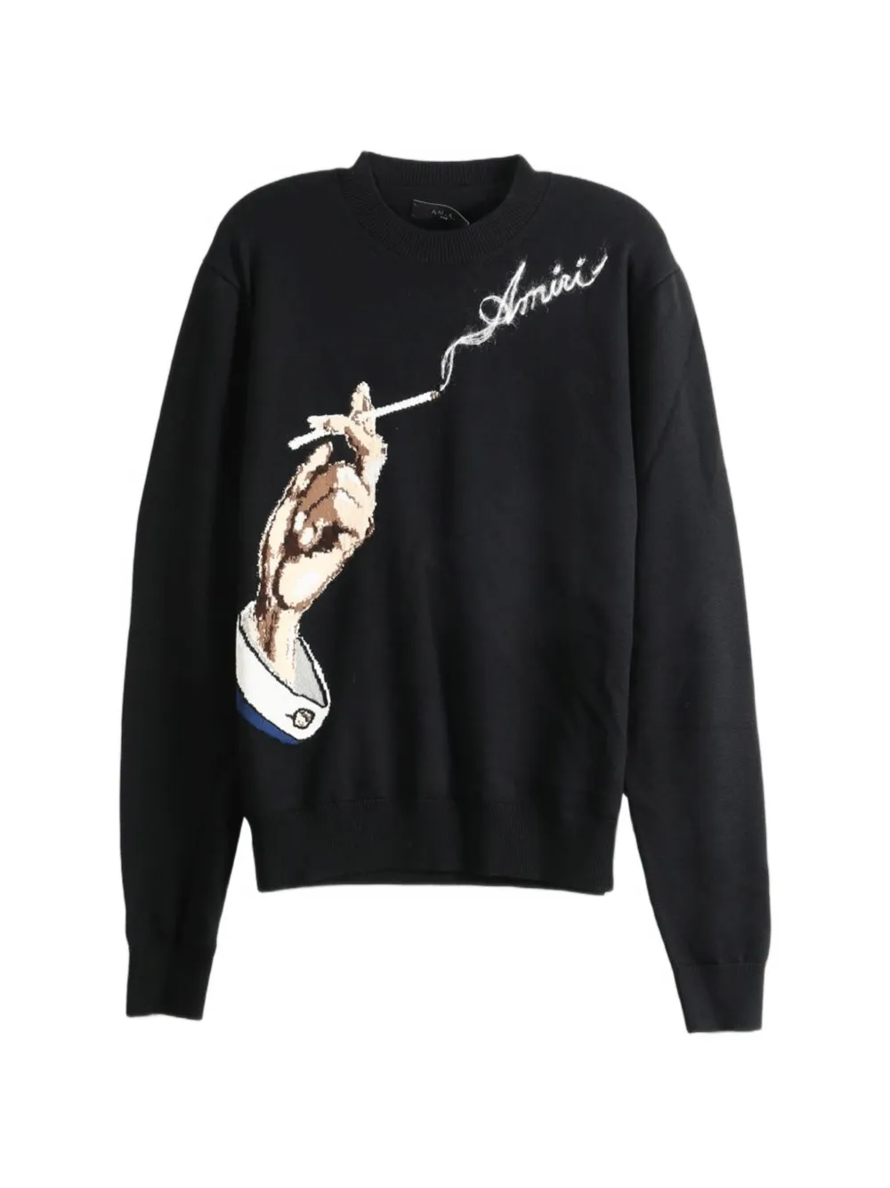 Amiri Intarsia-knit Logo-embroidered Sweater In Black