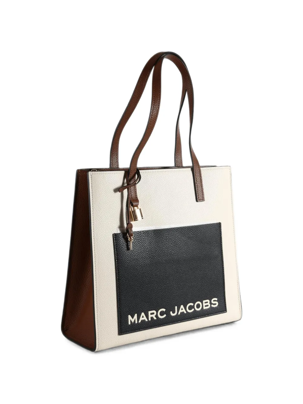 Marc Jacobs Leren shopper met logoprint Beige