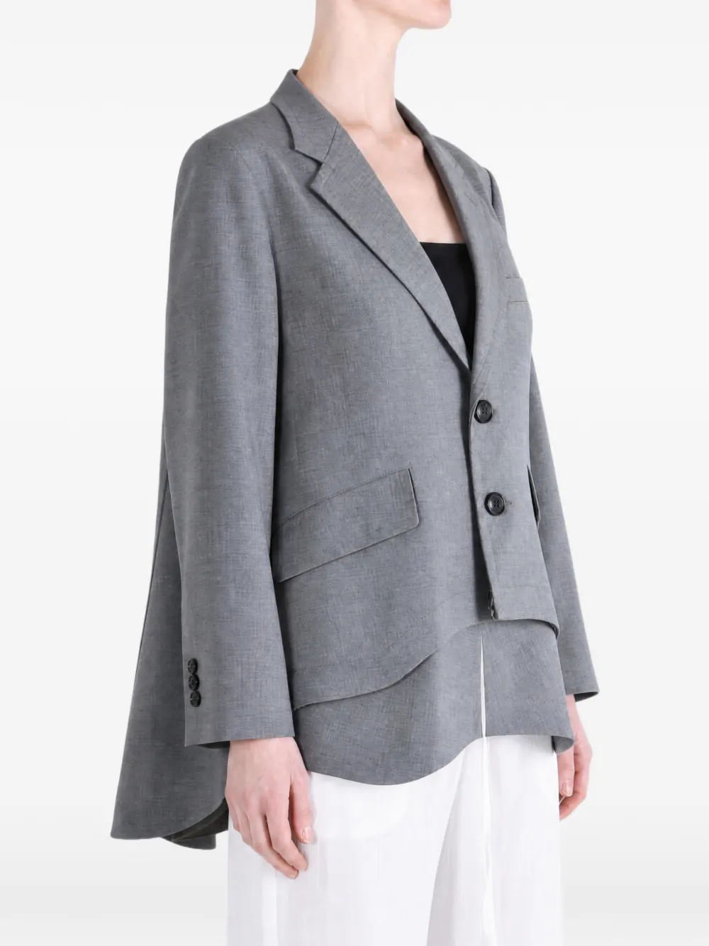 Comme des Garçons TAO Blazer met gelaagd effect en gekerfde revers Grijs