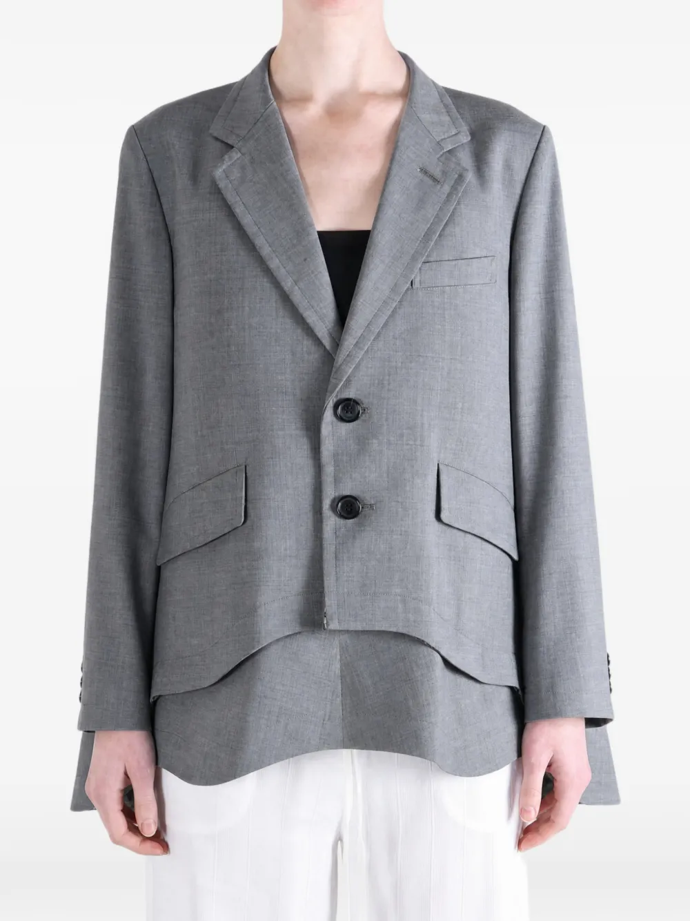 Comme des Garçons TAO Blazer met gelaagd effect en gekerfde revers Grijs