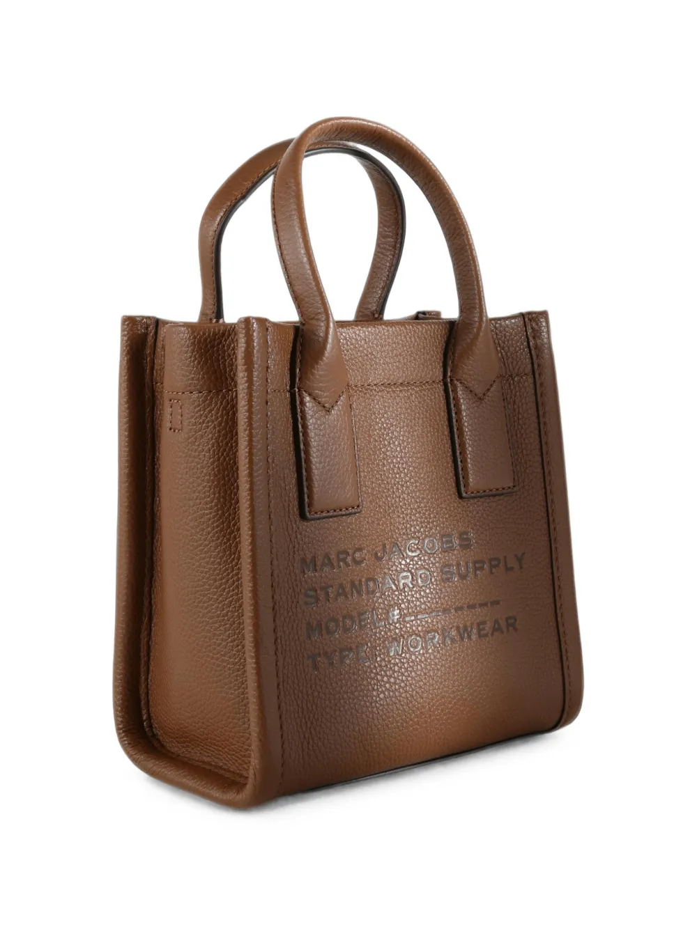 Marc Jacobs logo-embossed grained leather tote bag - Marrone