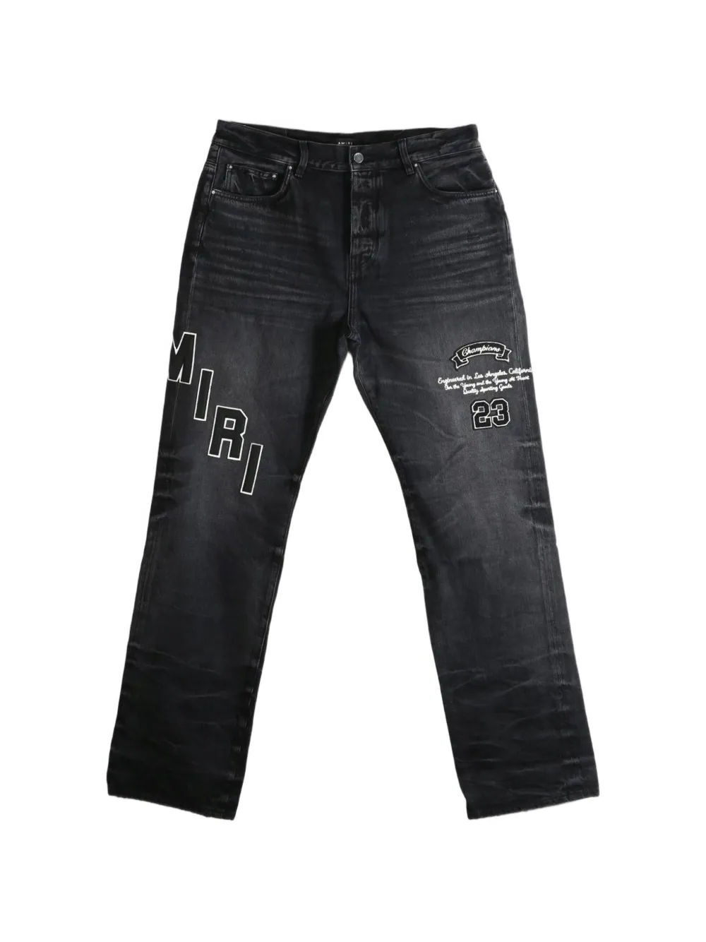 AMIRI logo-embroidered faded jeans - Nero