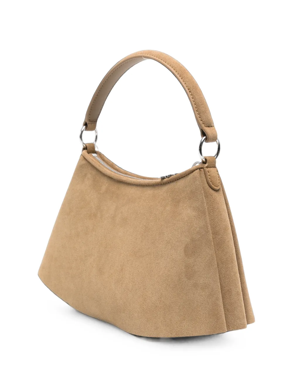 Lacoste Kleine Lenglen geplooide suède shopper Beige