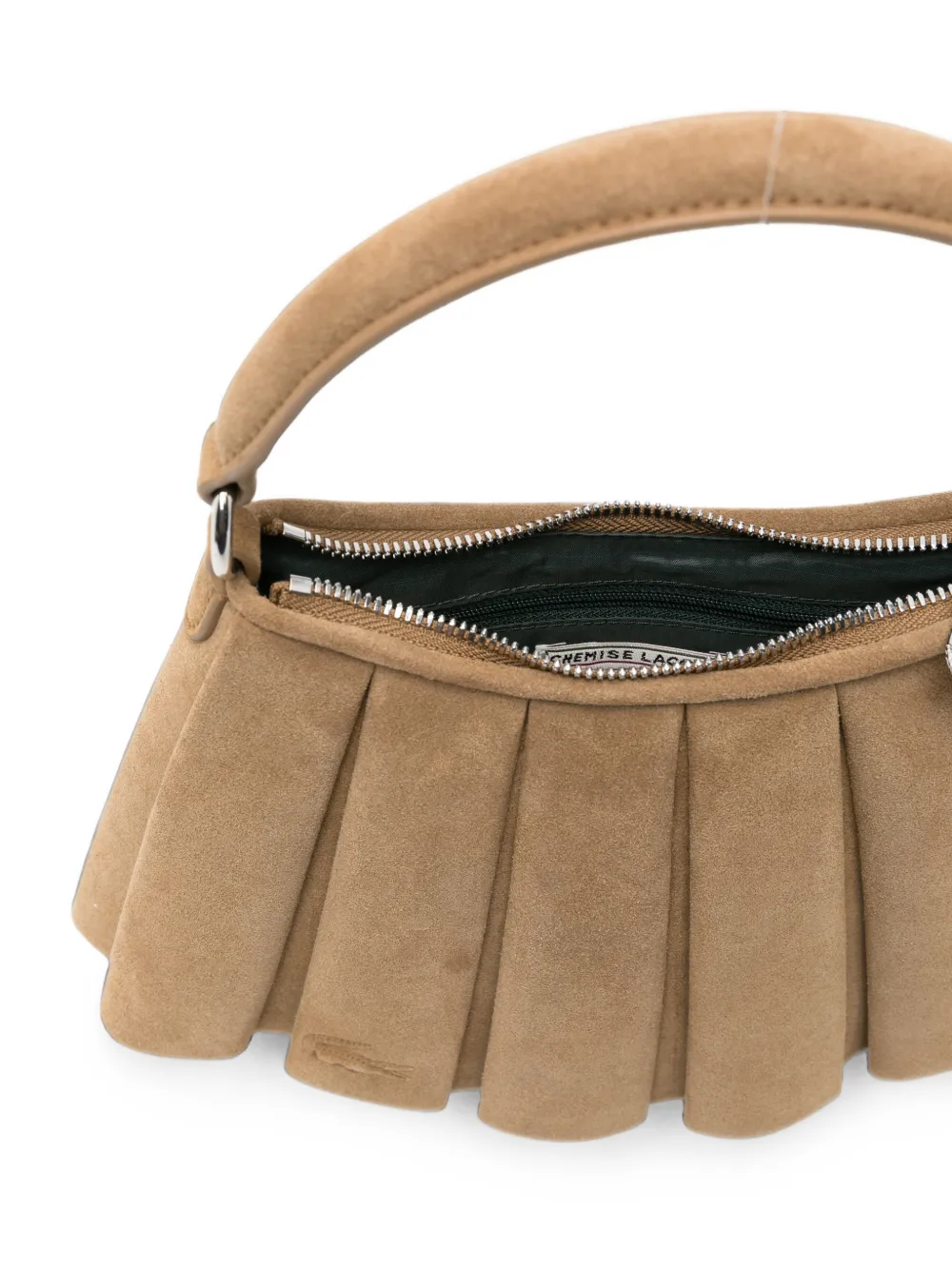 Lacoste Kleine Lenglen geplooide suède shopper Beige
