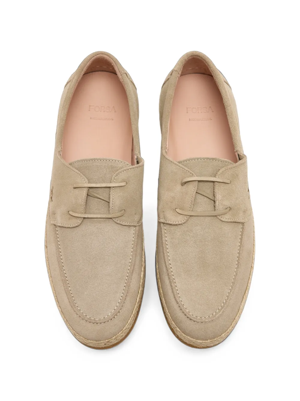 Forsa Felix lace-up calf suede espadrilles Beige