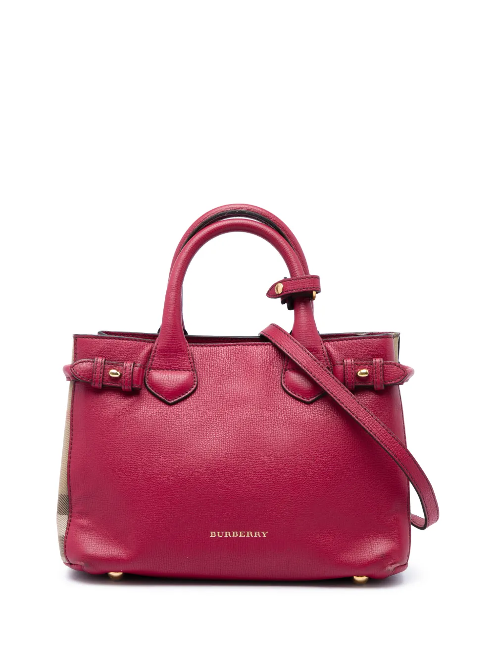 Burberry Pre-Owned Borsa a tracolla Banner piccola in pelle di vitello zigrinata con motivo House Check 2000-2017 - Rosso
