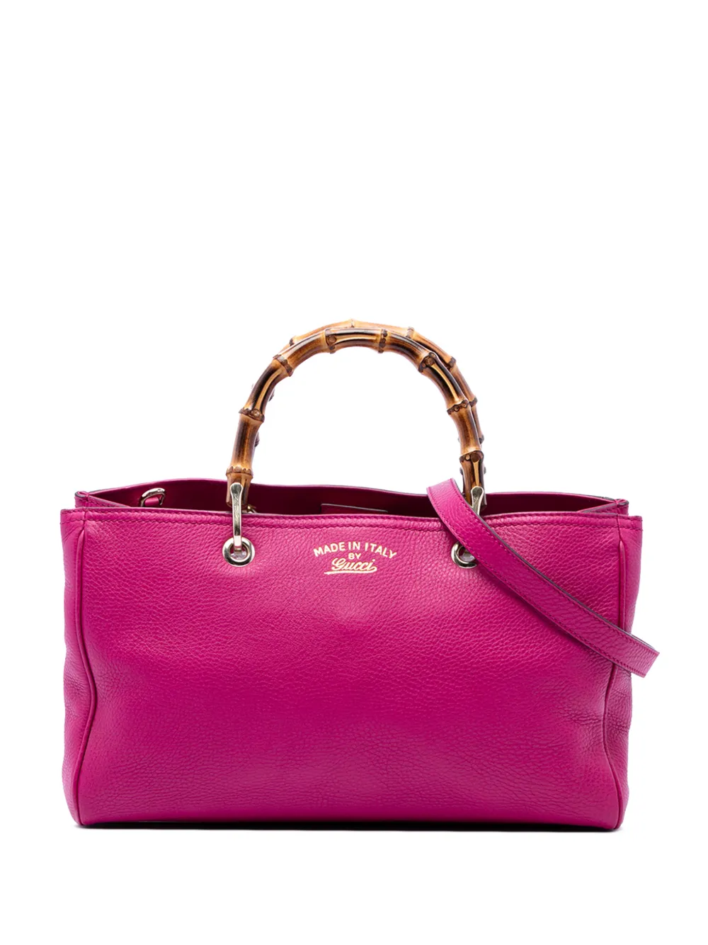 Gucci Pre-Owned Borsa shopper media in pelle di vitello e bambù 2016-2026 - Rosa