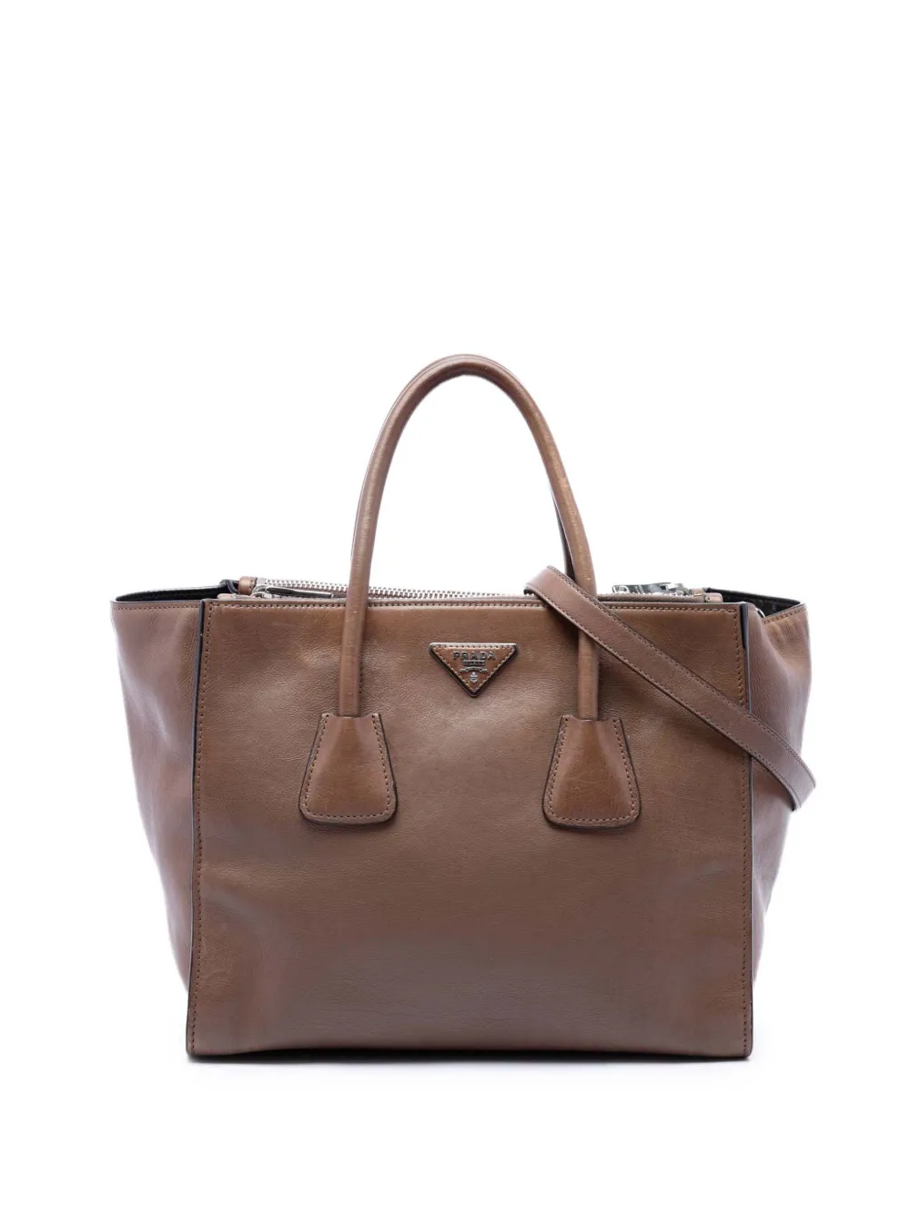 Prada Pre-Owned Borsa a tracolla Glace Calf Twin Pocket Double Handle 2010-2026 - Marrone