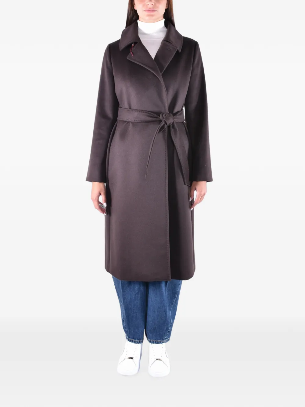 Max Mara Cappotto doppiopetto con cintura - Marrone