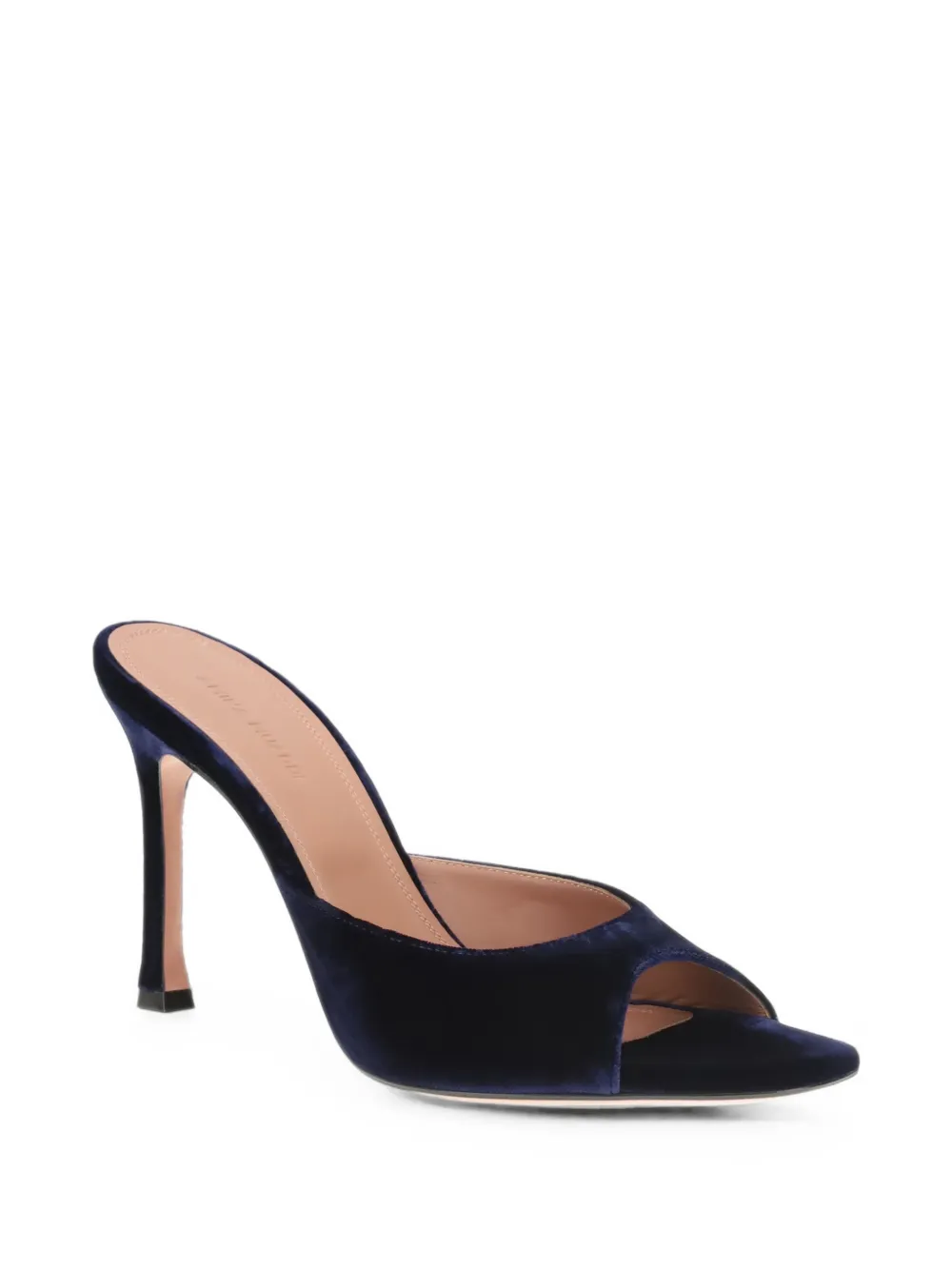 Amina Muaddi Alexa 95 velvet sandals Blauw