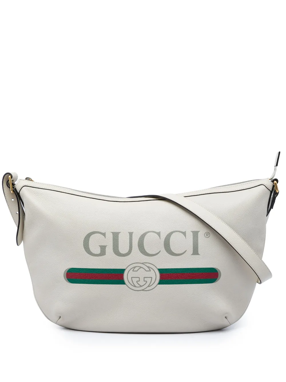 Gucci Pre-Owned 2016-2026 Grained Calfskin Logo Half Moon crossbody bag - Bianco