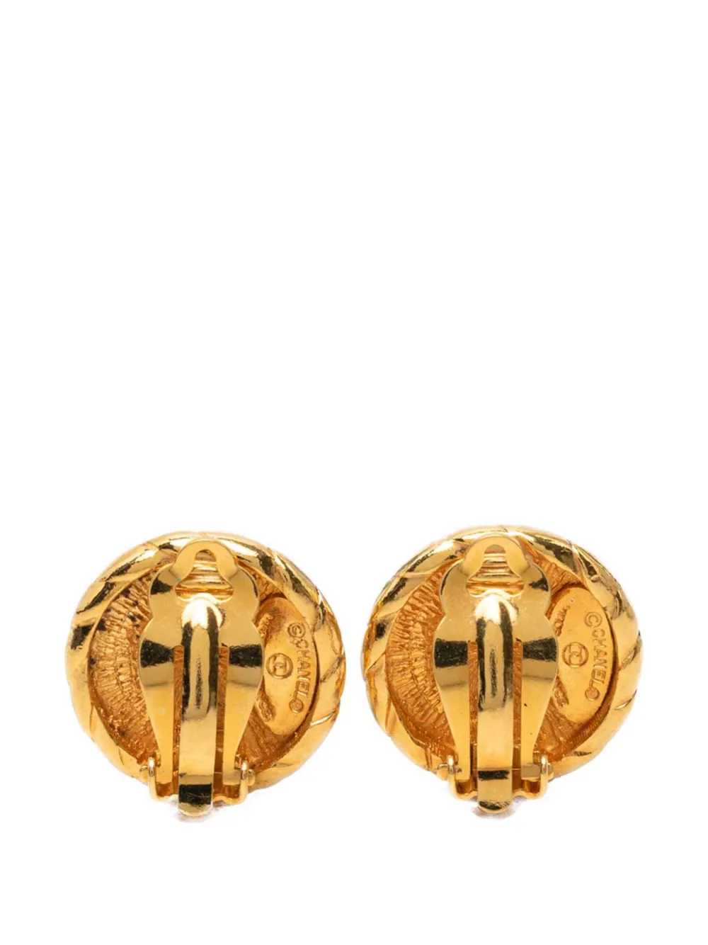 CHANEL Pre-Owned 1970-1980 CC Gold Plated Round Clip On Earrings costume earrings