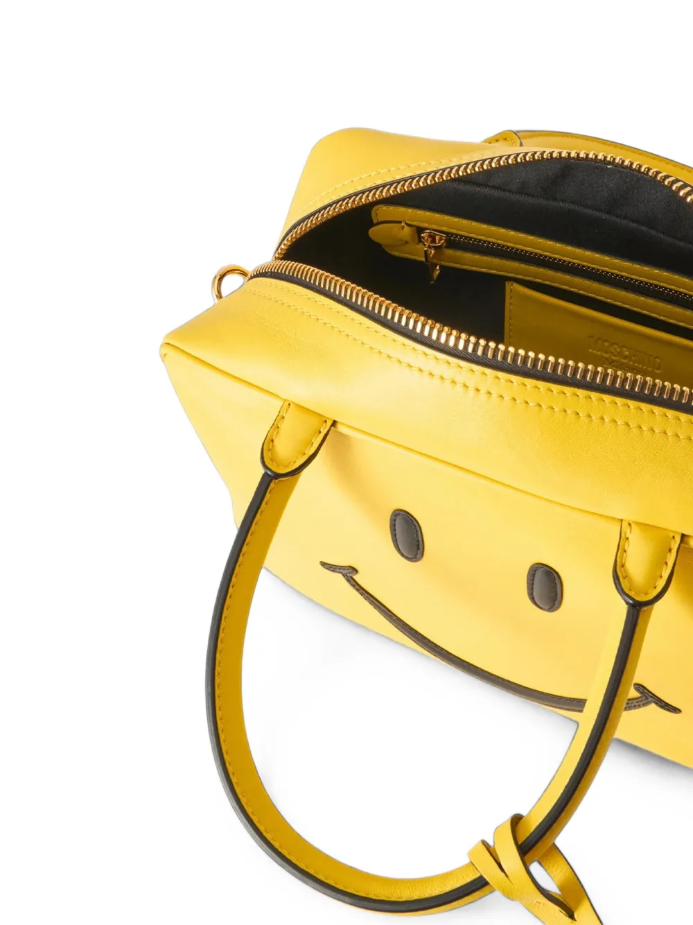Moschino Smiley leren shopper Geel