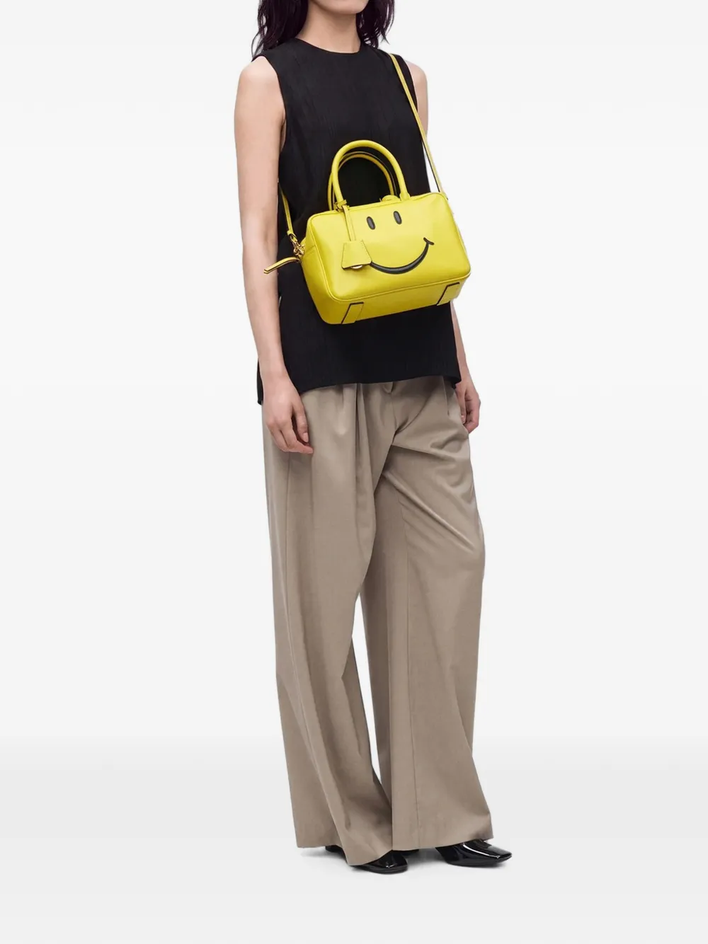 Moschino Smiley leren shopper Geel