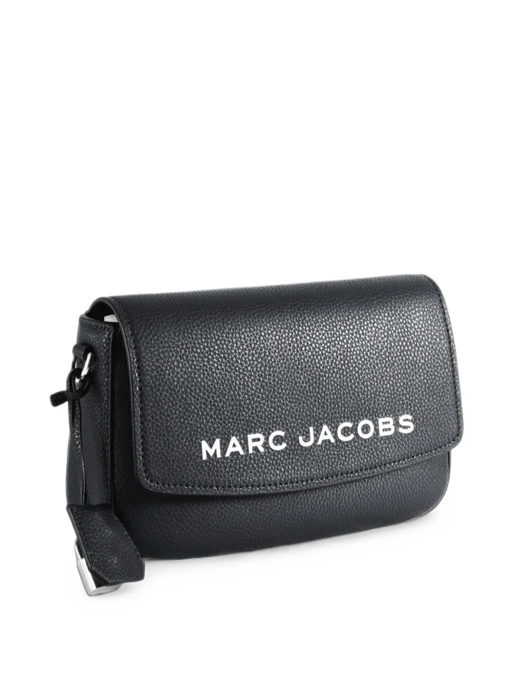 Marc Jacobs Leren schoudertas met nerfstructuur en logo-print Zwart