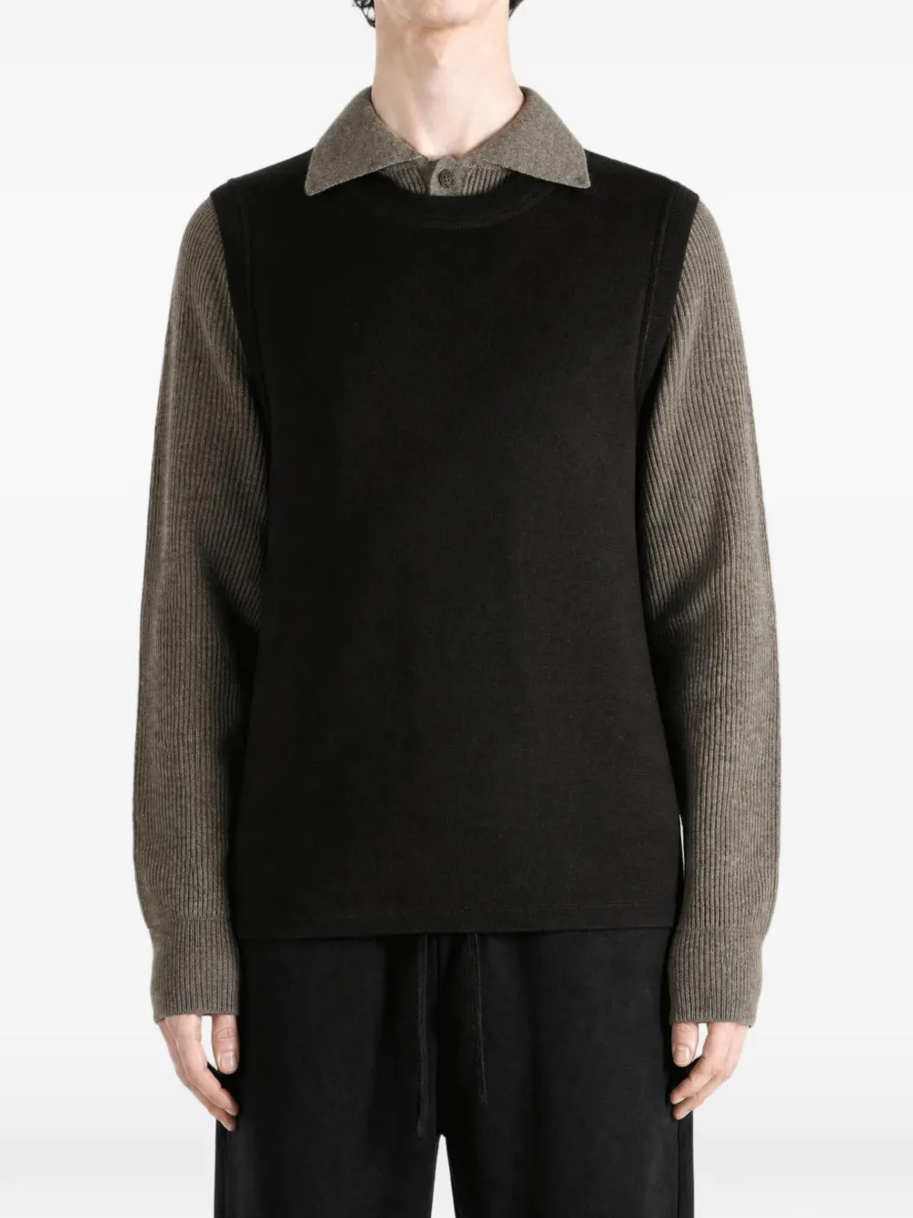 MM6 Maison Margiela Trui met geribbelde mouwen en gelaagd effect Zwart