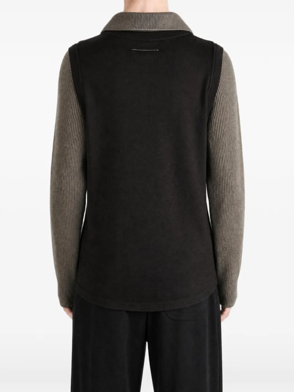 MM6 Maison Margiela Trui met geribbelde mouwen en gelaagd effect Zwart