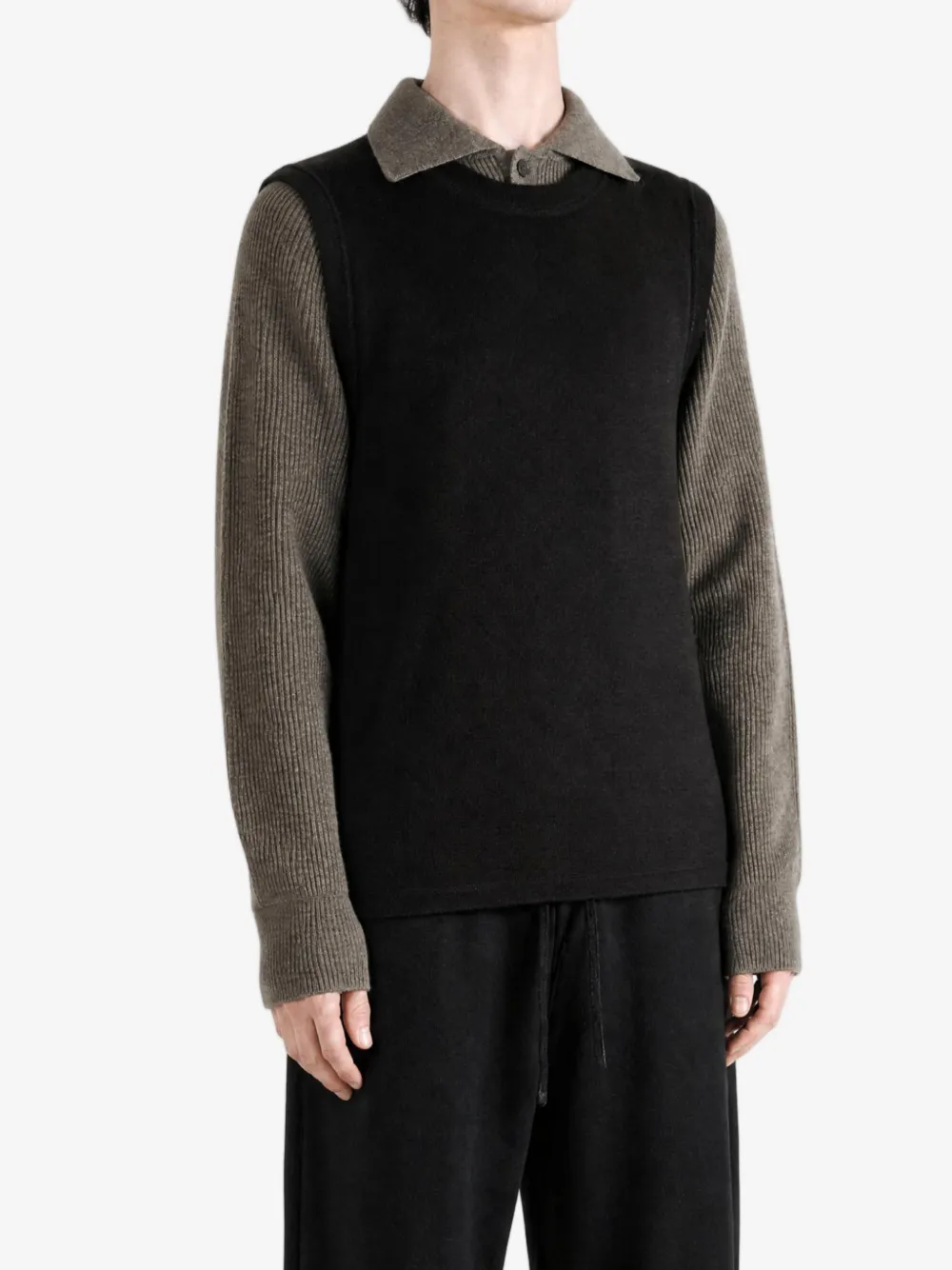 MM6 Maison Margiela Trui met geribbelde mouwen en gelaagd effect Zwart