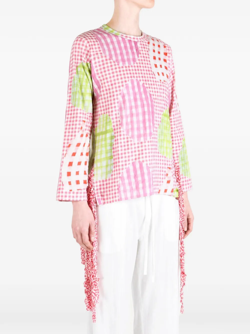 Comme des Garçons TAO gingham ruffled blouse Roze