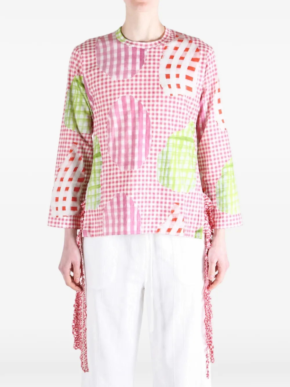Comme des Garçons TAO gingham ruffled blouse Roze