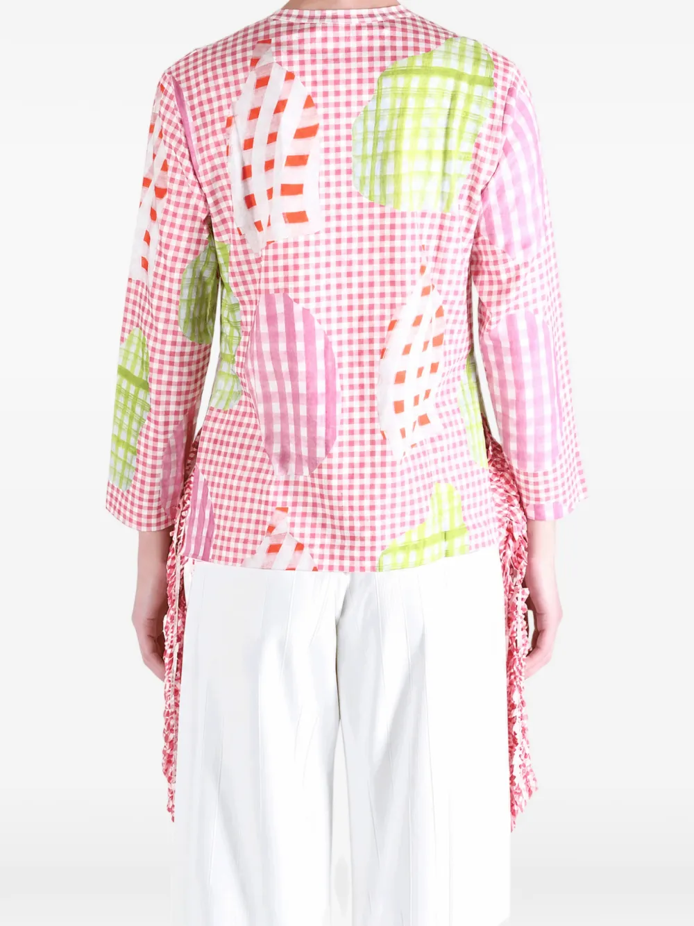 Comme des Garçons TAO gingham ruffled blouse Roze