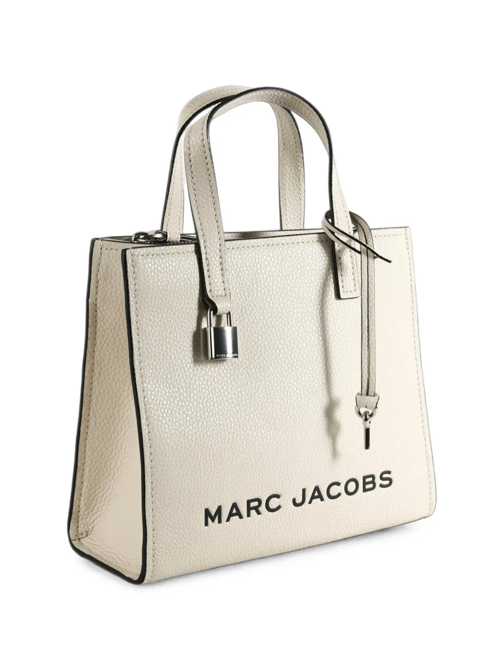Marc Jacobs Leren shopper met logoprint Beige