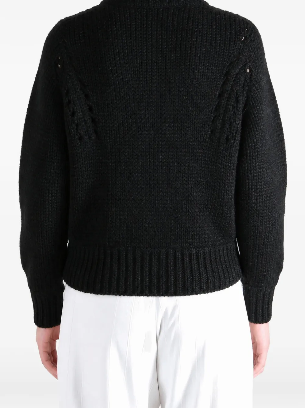 Comme des Garçons TAO Chunky gebreid vest met ruches afwerking Zwart