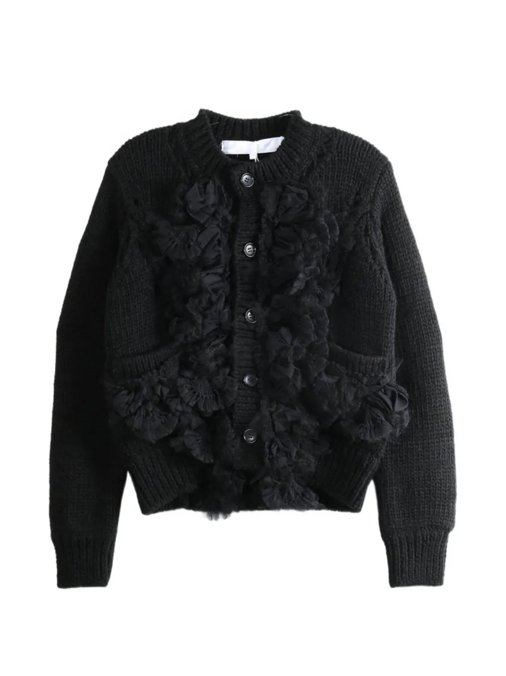 Comme des Garçons TAO ruffle-trimmed chunky-knit cardigan