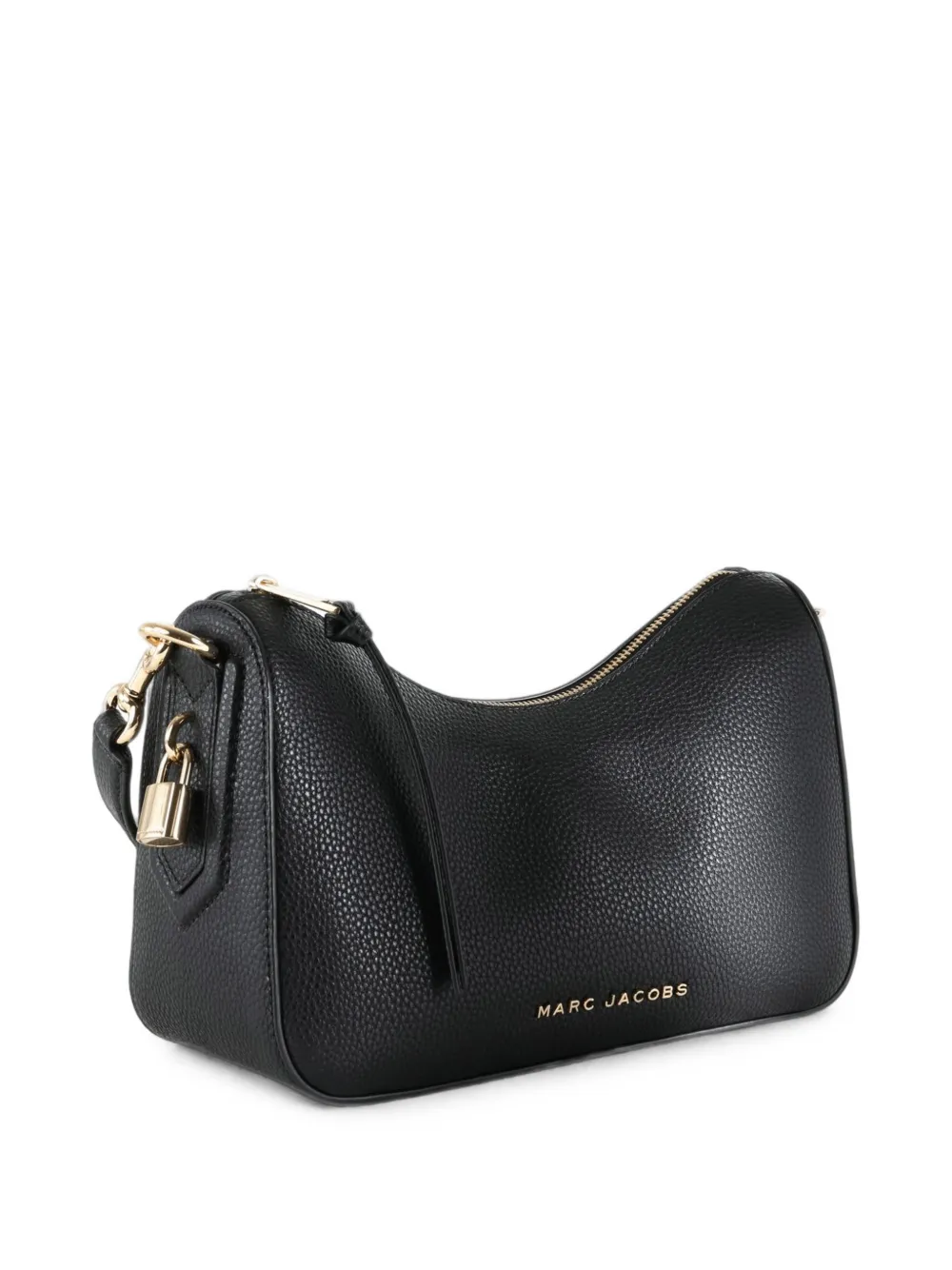 Marc Jacobs Leren schoudertas met nerfstructuur en logo-print Zwart