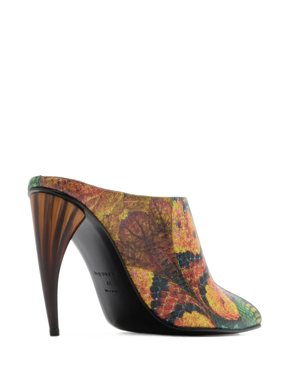 Alexander McQueen snake-effect peep-toe mules Groen