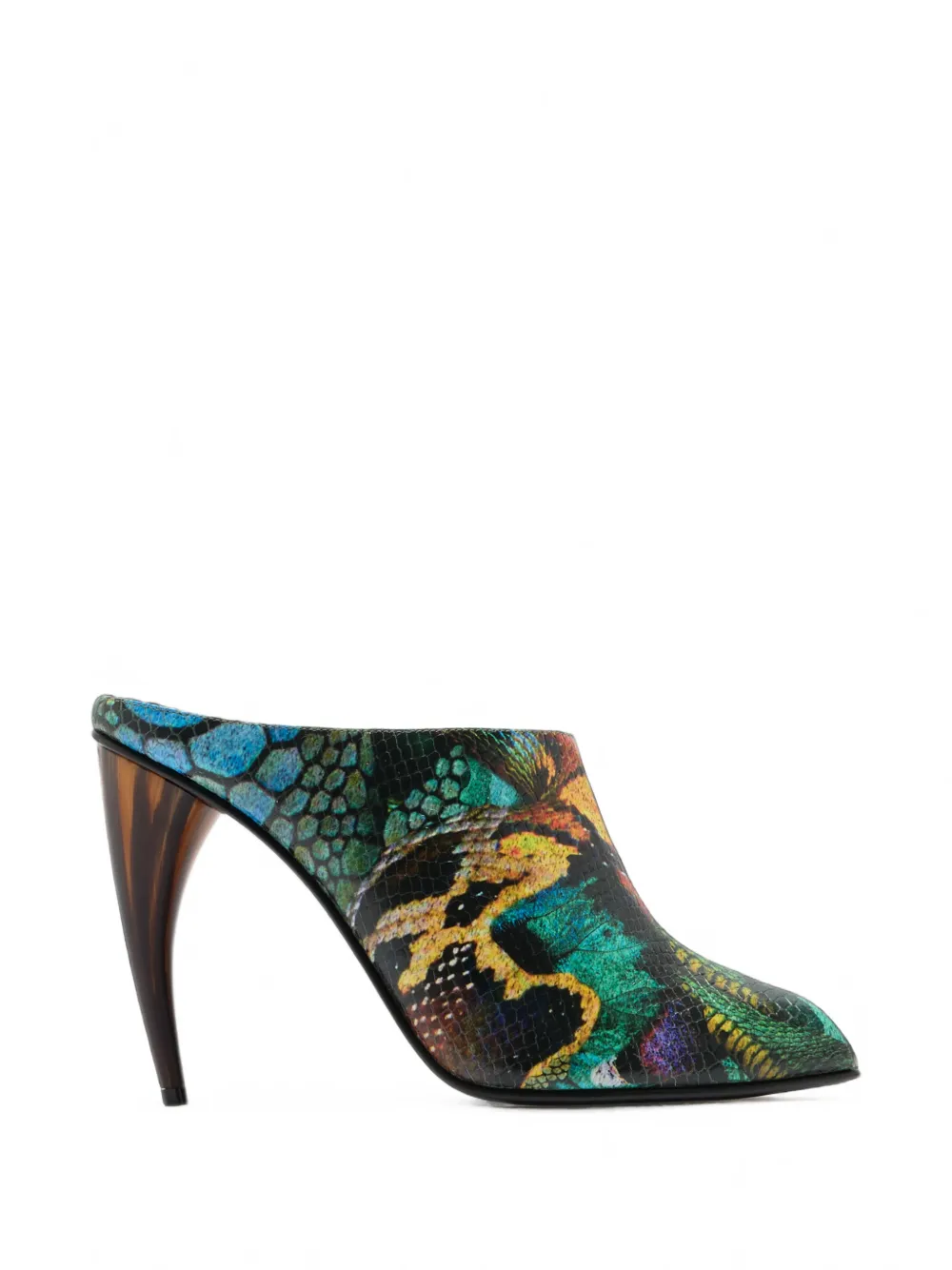 Alexander McQueen snake-effect peep-toe mules Groen