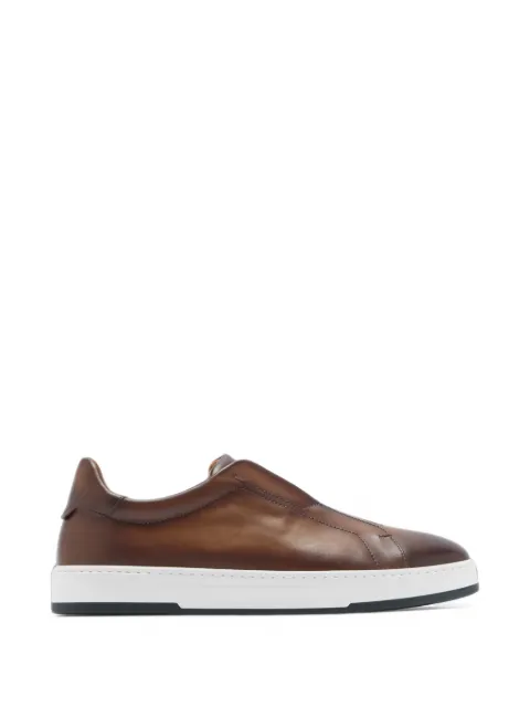 Magnanni burnished-leather sneakers