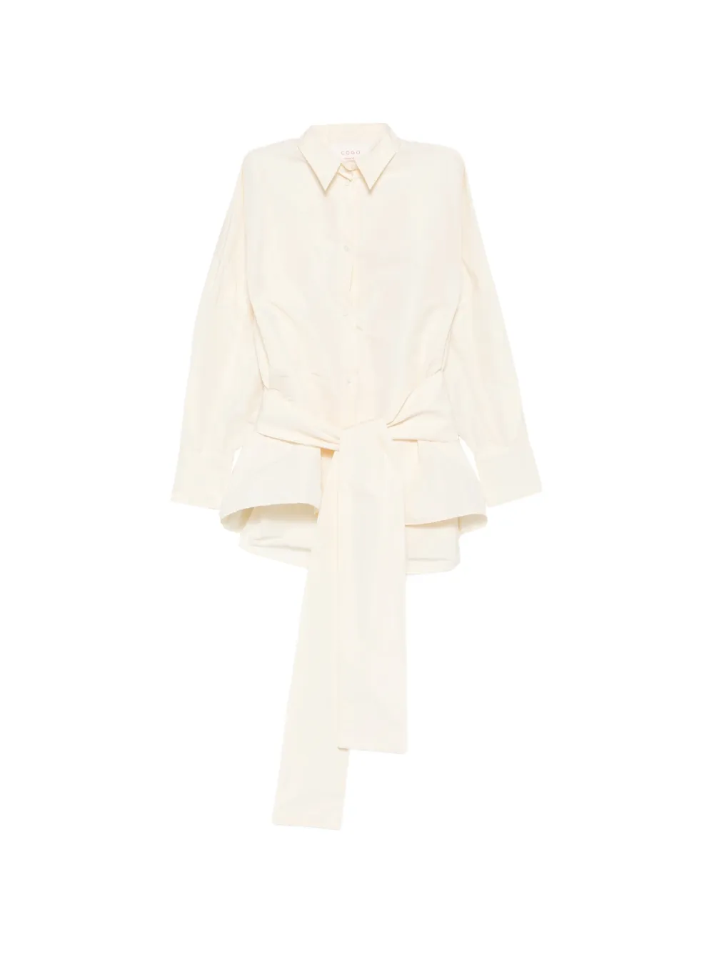 Co.go Tie-waist Button-up Shirt In White