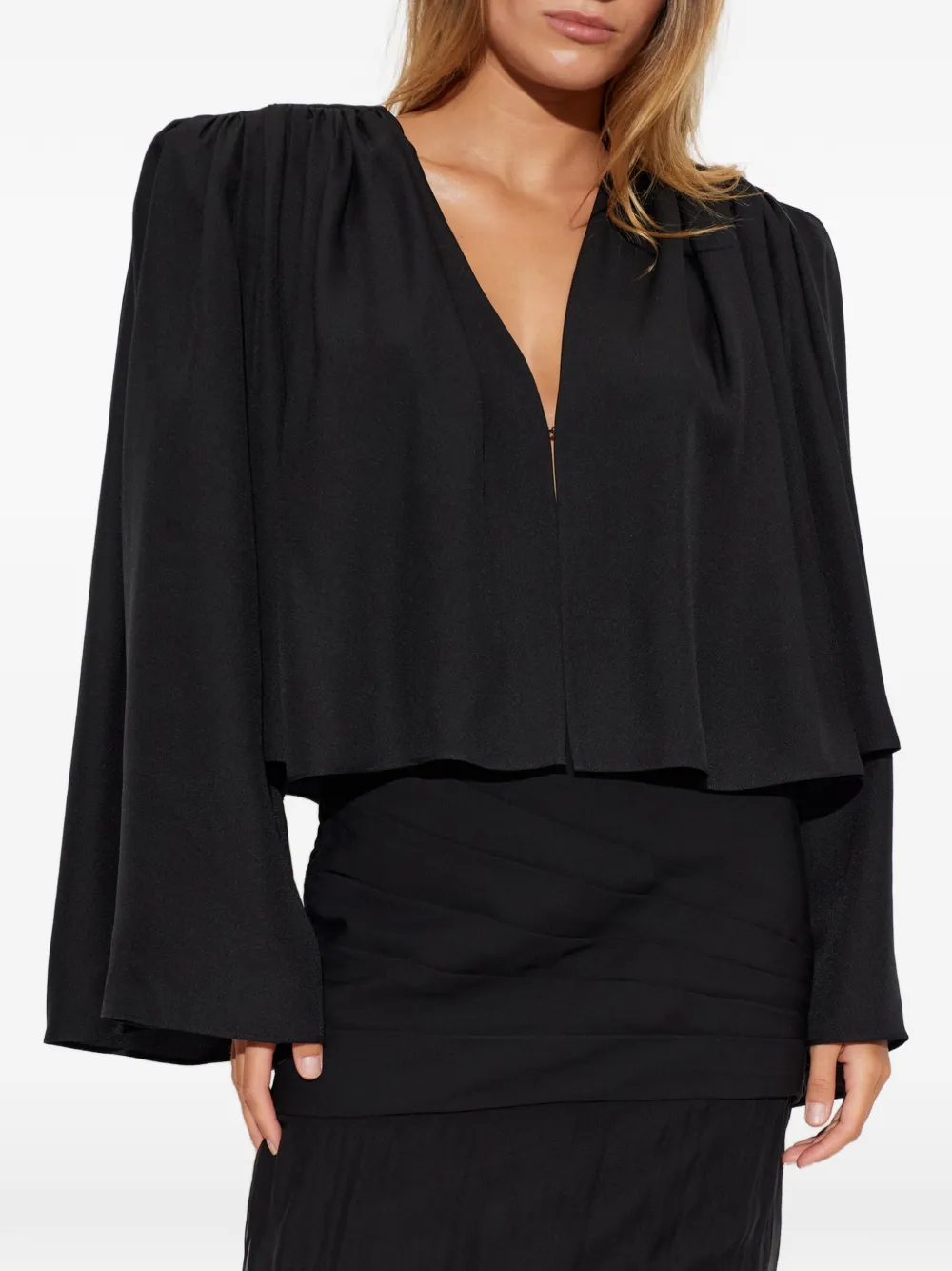 Valentino Garavani Gesmockt cropped vest Zwart